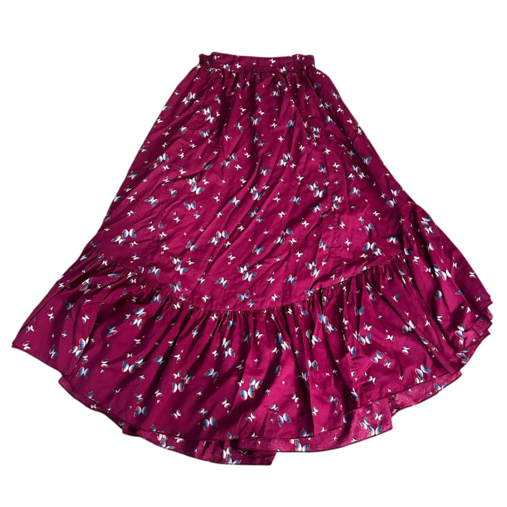 Free people, burgundy butterfly maxi skirt, small